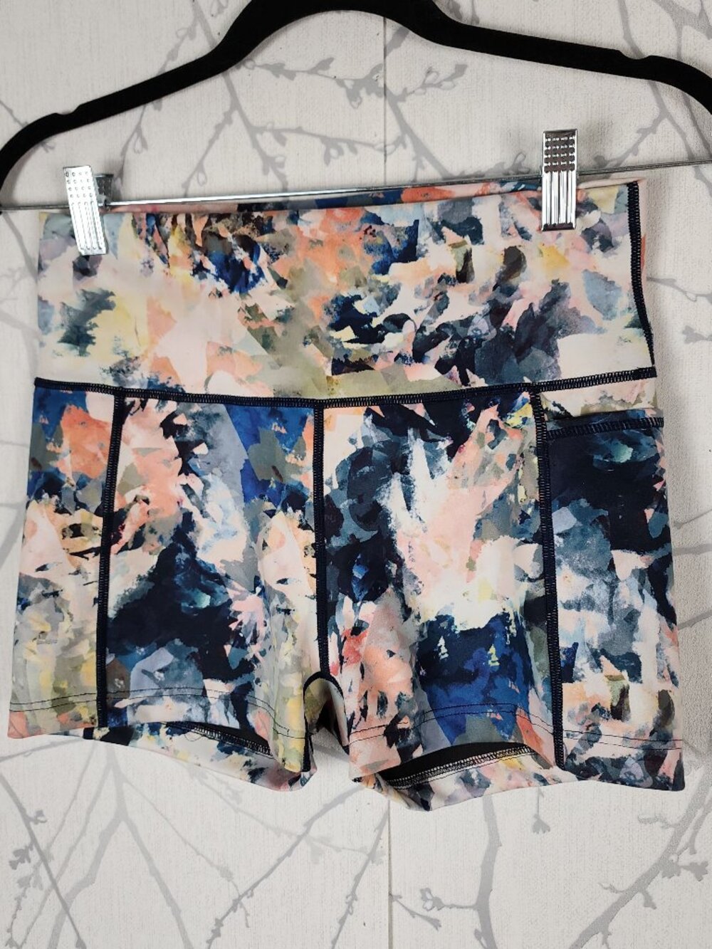 Sweaty Betty Abstract Watercolor High Rise Super Sculpt Shorts